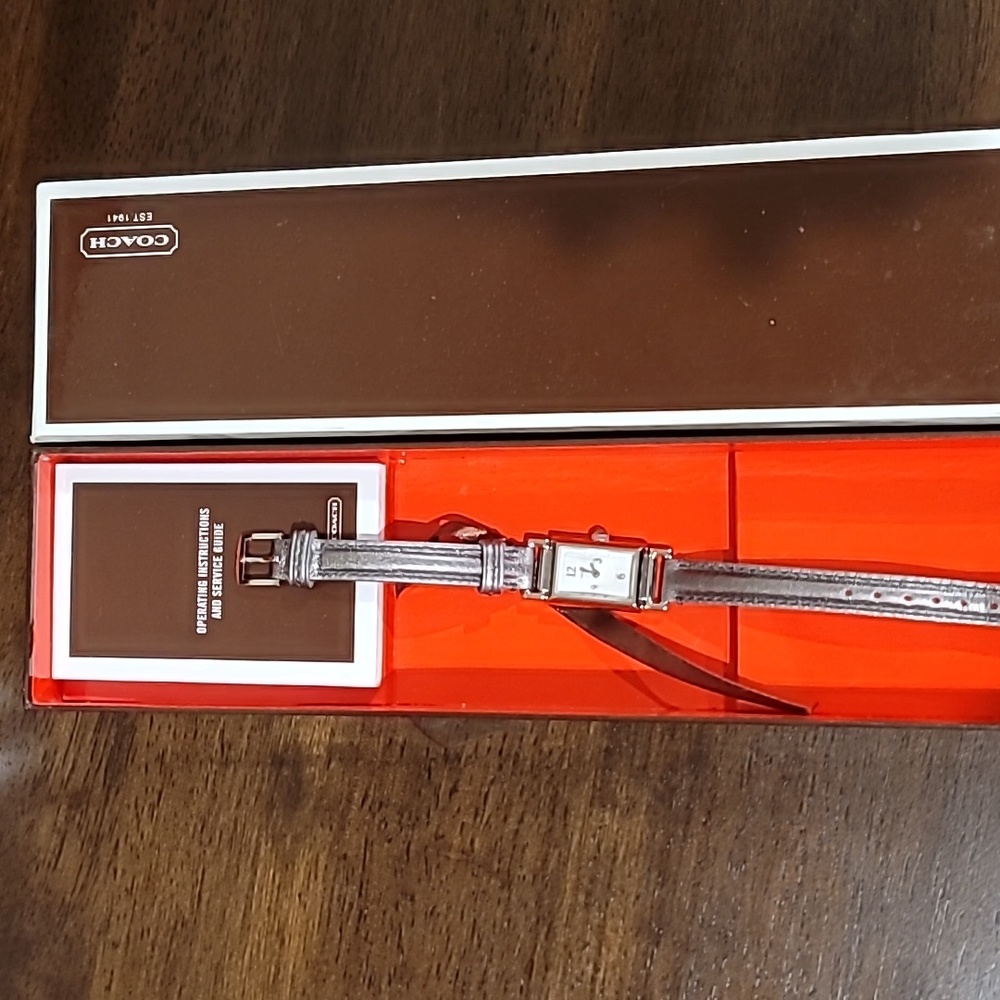 Coach Platinum Rectangle Watch Euc - image 1